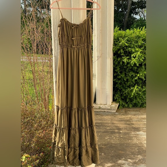 NWT The Kooples Size 1 (small) Long Khaki Dress With Bows - Picture 1 of 7